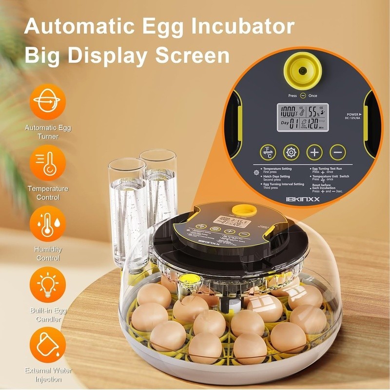 Automatic Egg Incubator 360° View Humidity Control Egg Turner Candling System US
