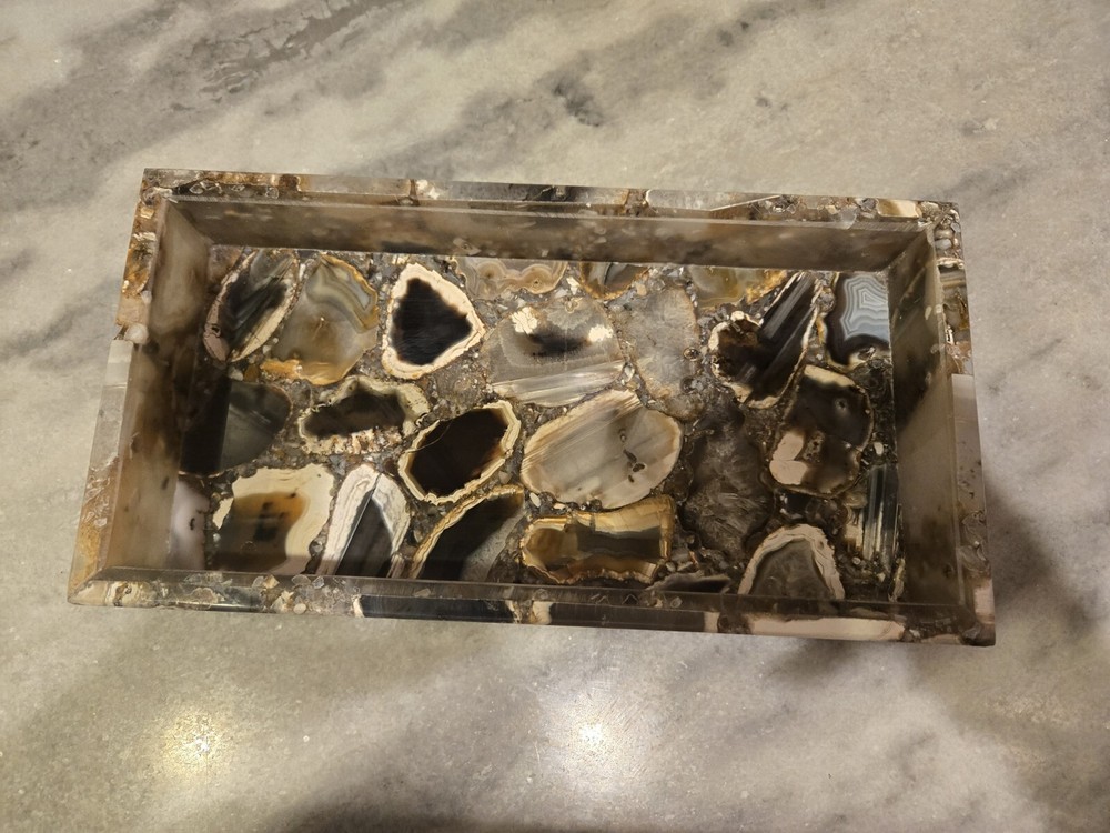 12"x6" Agate Handcrafted Serving Kitchen Bathroom Tray