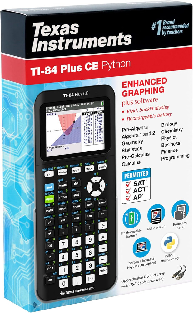 TI-84 plus CE Color Graphing Calculator, Black
