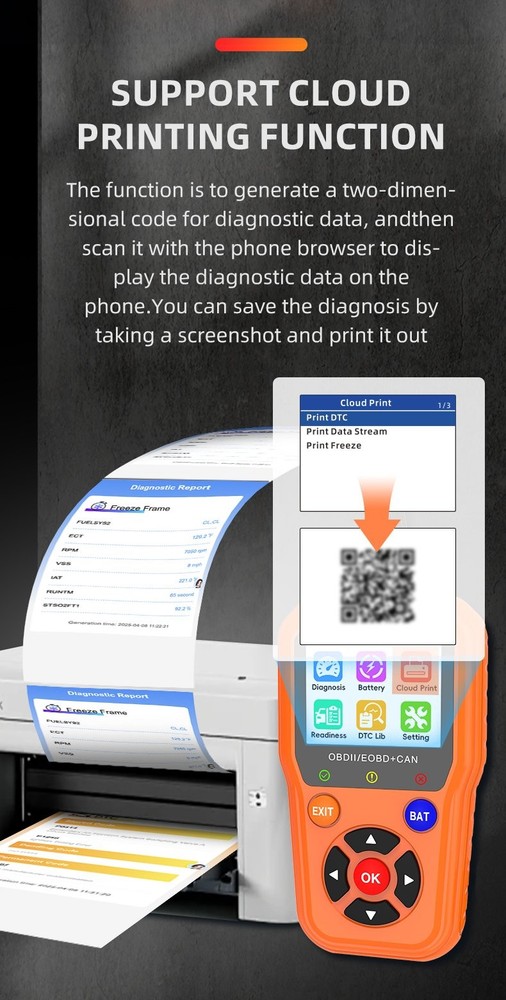 FISONA W12 OBD2 Scanner OBD Code Reader Diagnostic Tool Check Engine Fault USA
