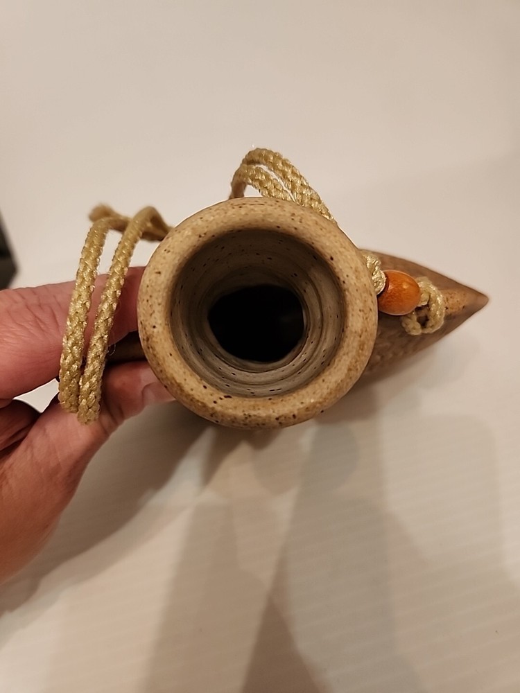Handmade Fired Ceramic Canteen Decorative Inside Glazed Marked
