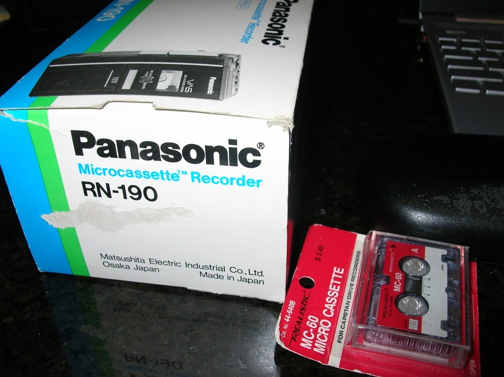Working Panasonic RN-190 Microcassette Recorder Complete with Box & Instructions