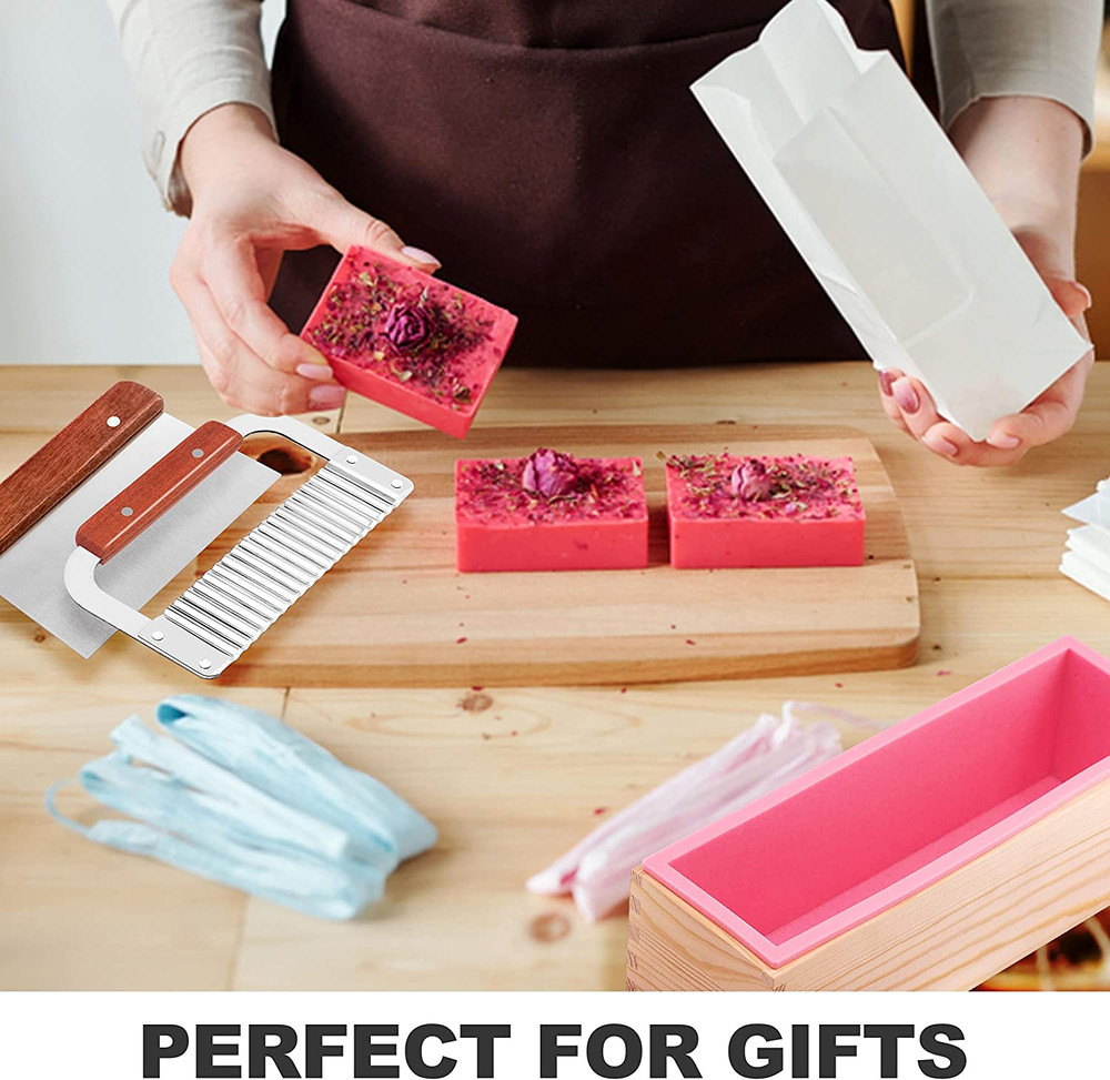 Rectangular Soap Mold Kit with Cutter- 42Oz Flexible Silicone Loaf Soap Mold wit
