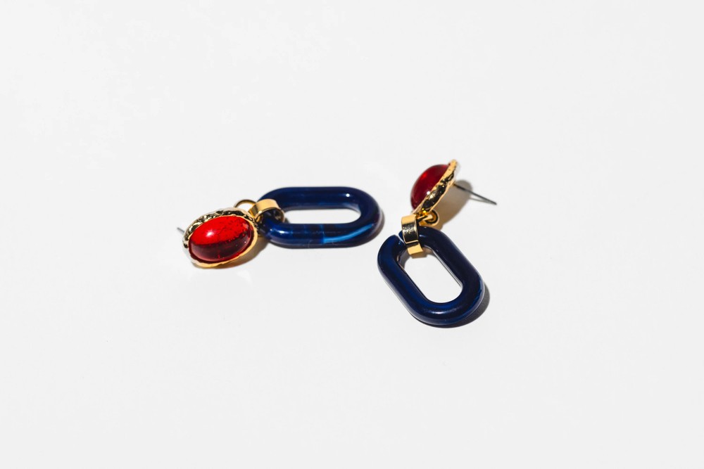 Royal Ruby And Blue earring