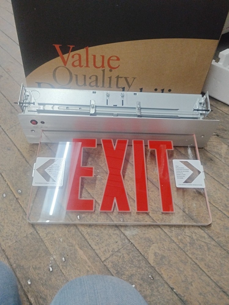 Hubbell Dual Lite LED Aluminum Ceiling Mount Exit Sign. New