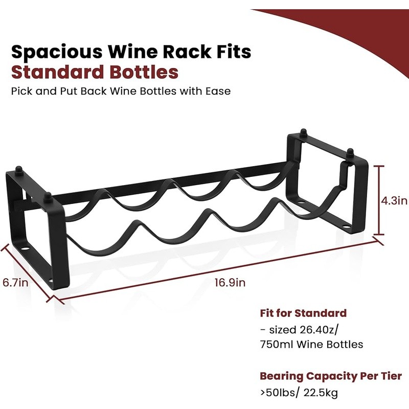 Compact Wine Rack 4 Bottles Small Space Stackable Metal Organizer Durable Design