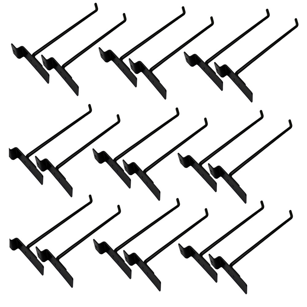 8" Slatwall Hook Panel Display Hooks, 1/4" Thickness Metal, Black - PACK 24