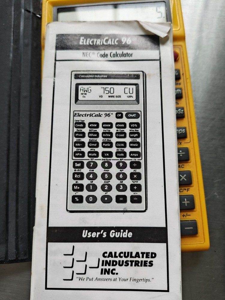 ElectriCalc 96 NEC Code Calculator With Case Yellow Working