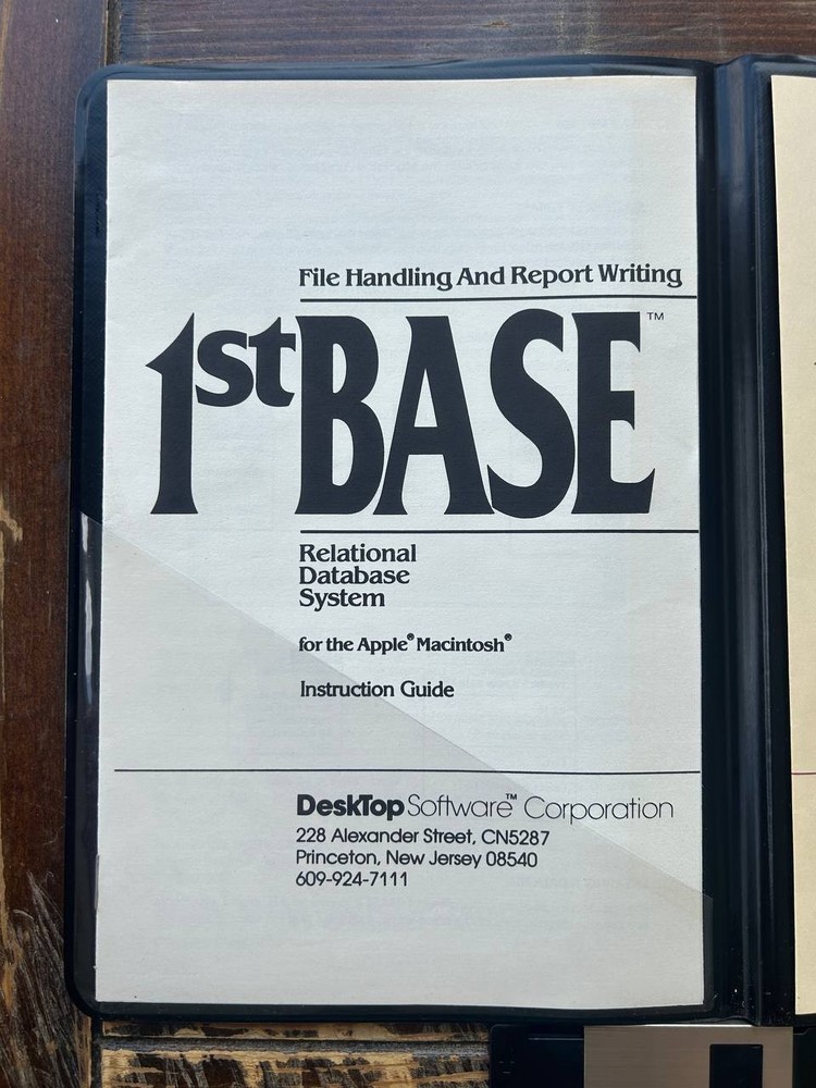 Vintage 1st BASE Relational Database System for Apple Macintosh Software
