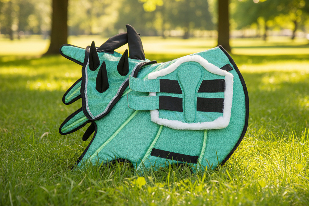 Dragon Saddle Pad Set with Ear Bonnet and Blushing Boots