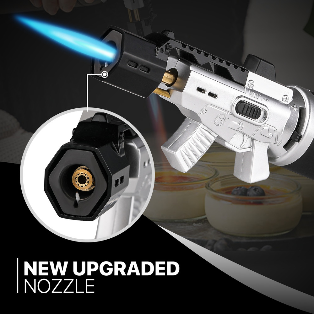 2 Pack Refillable Butane Torch Lighter Adjustable Frame Gun Lighter for Cooking