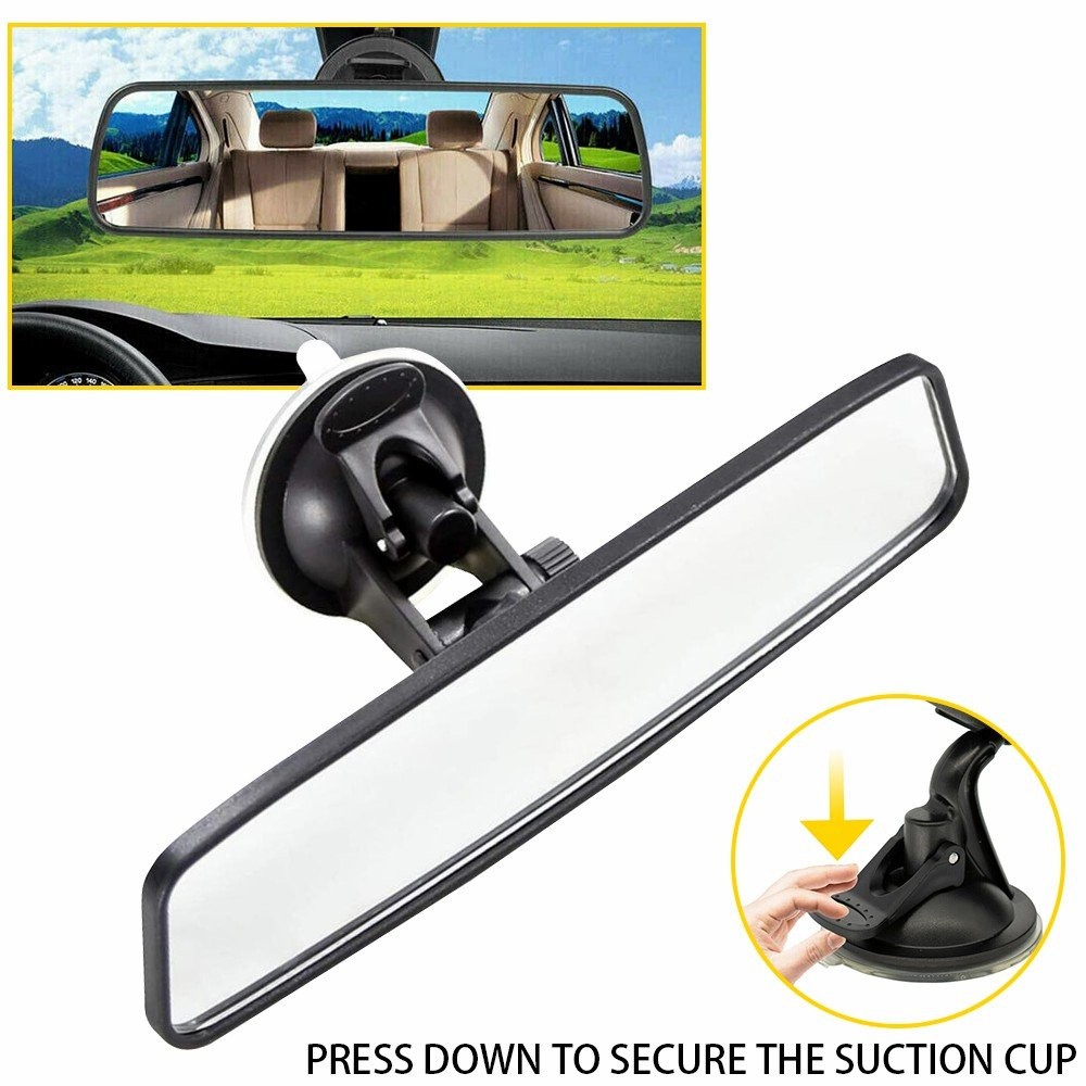 Universal Car Interior Rear View Mirror Wide Flat Suction Cup Angle Adjustable