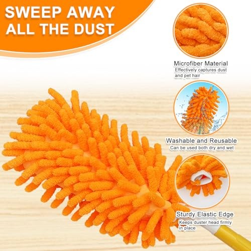 2 Pcs with 1 Handle Reusable Duster Refills, Washable Microfiber Dusters,