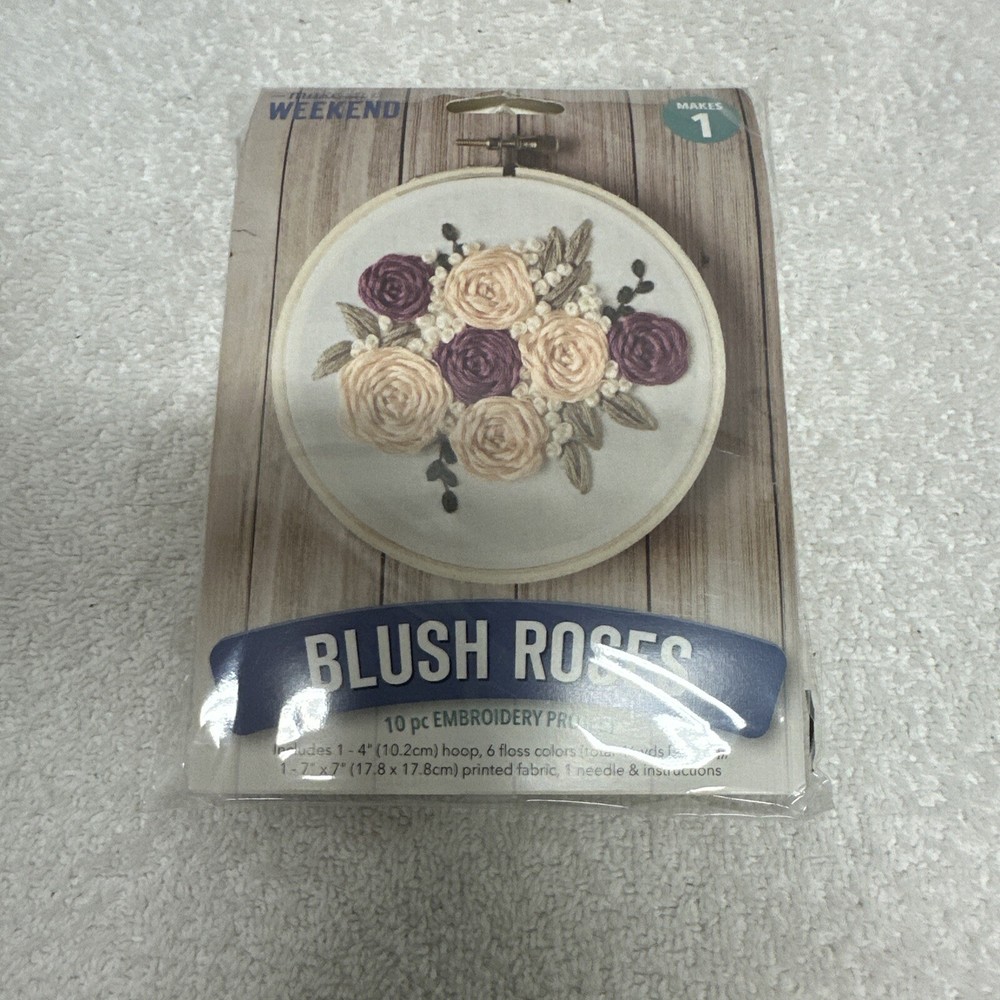 Blush Roses 10pc Embroidery project makes 1