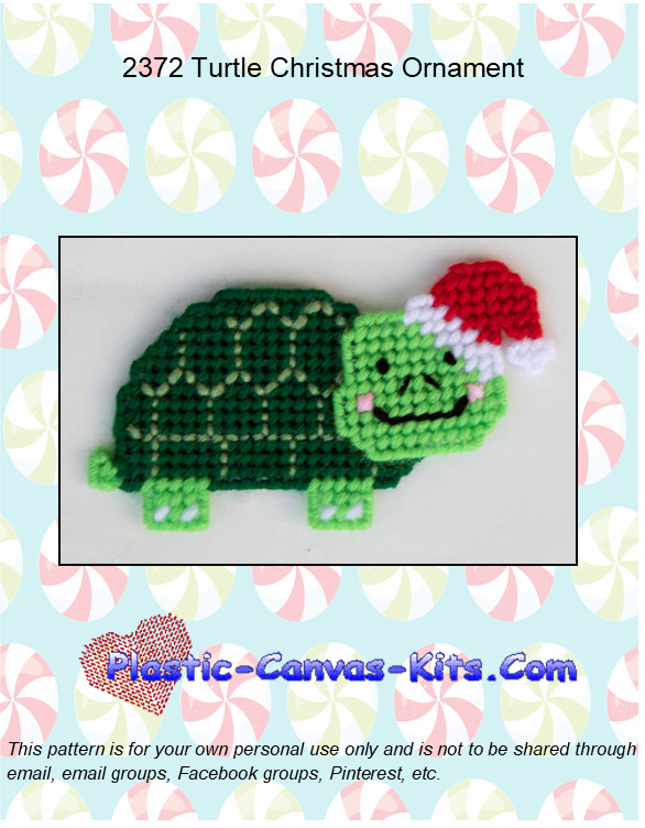 Turtle Christmas Ornament- Plastic Canvas Pattern or Kit