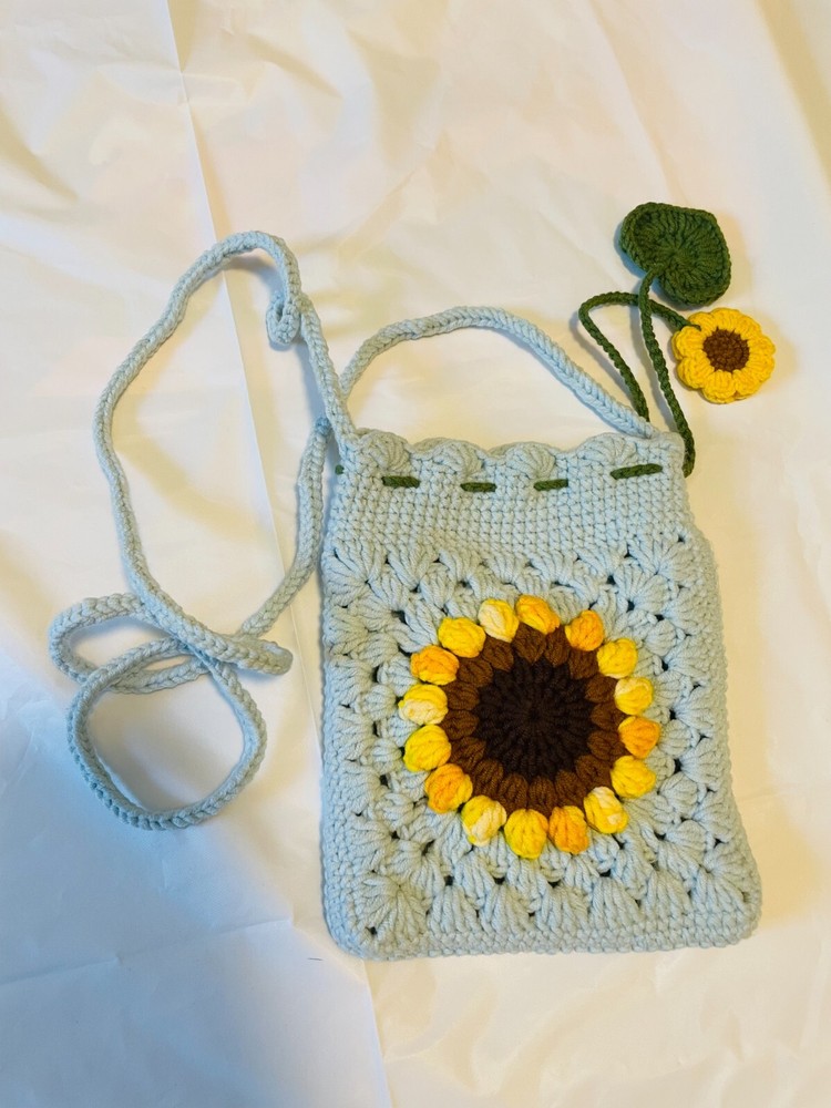 Crochet drawstring bag