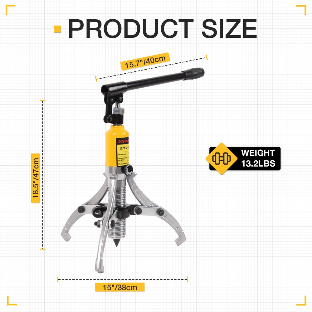 5T Hydraulic Bearing Gear Puller 2/3-Jaws Wheel Hub Puller Separator Garage Tool