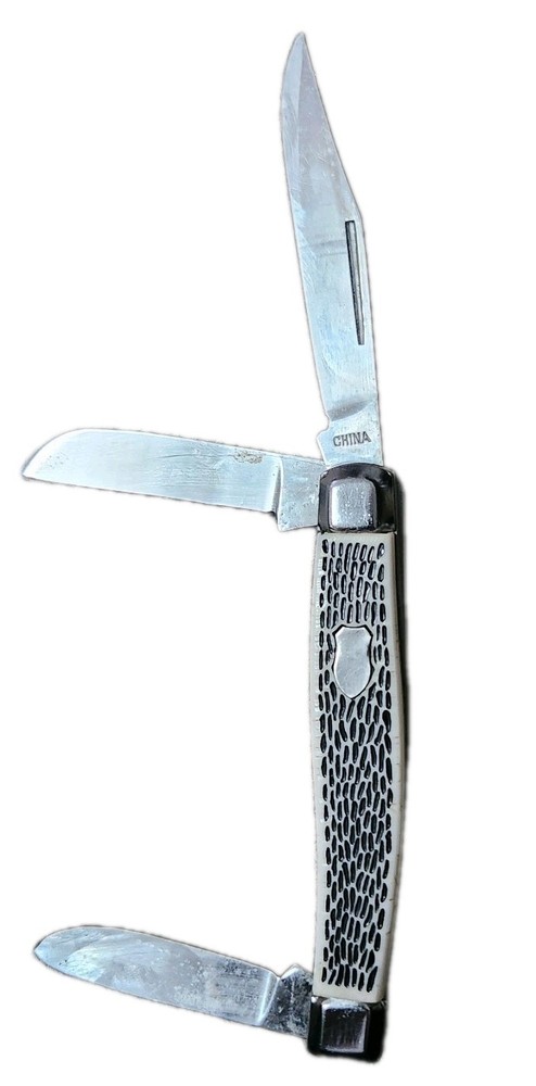 🔥 Three Blade Pocket Knife 4" Bone China
