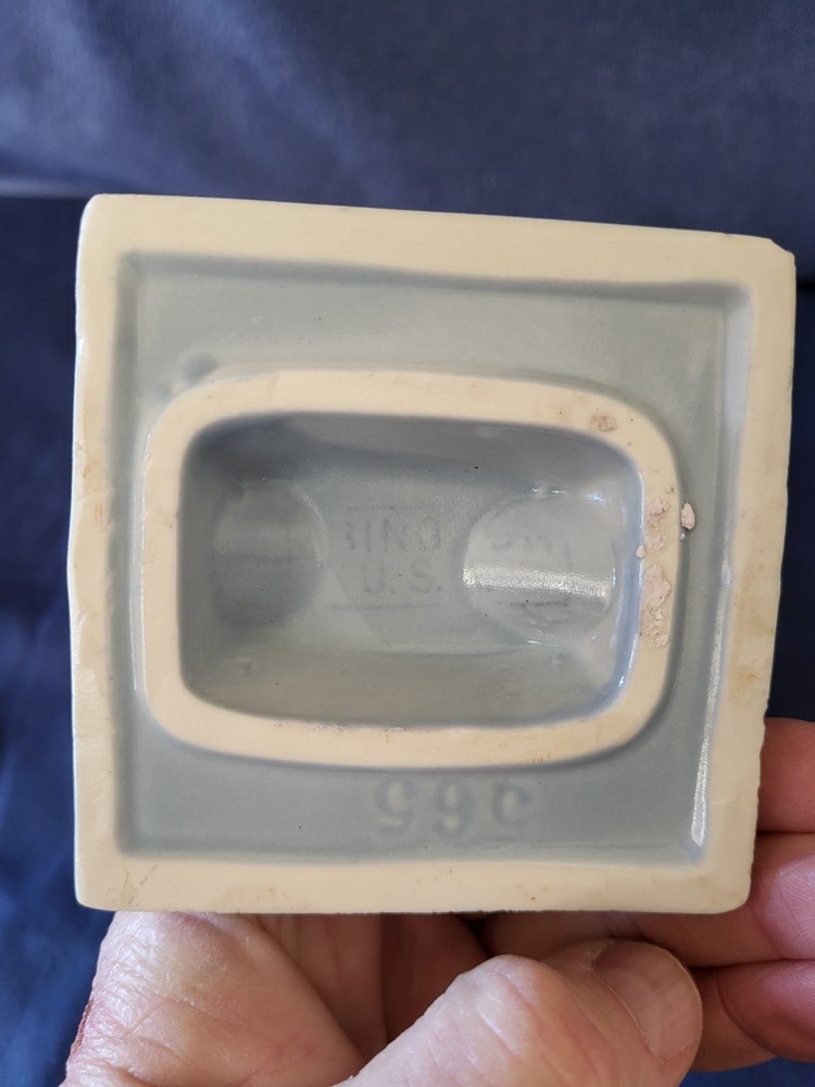 Very Cool Cornucopia Style Blue Ceramic Vase 7" Tall