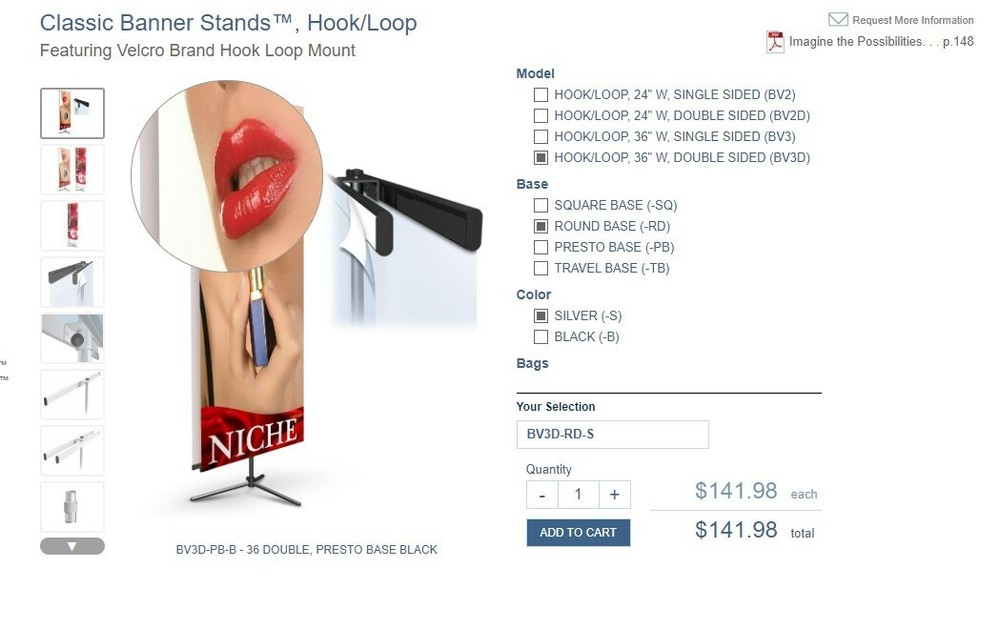 TESTRITE CLASSIC BANNER STAND 2-SIDED (BV3D-RD-S)