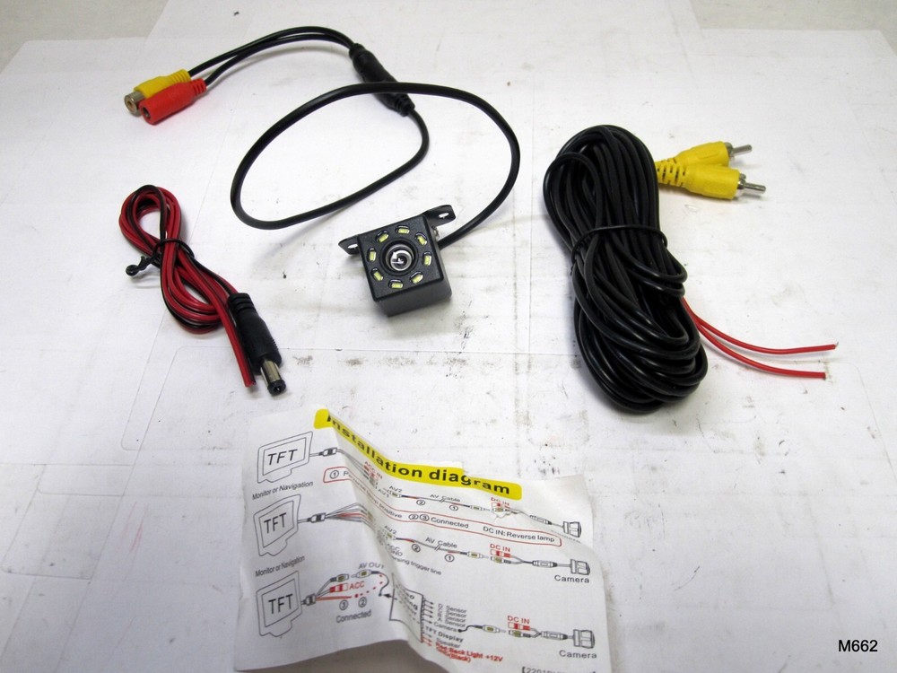 Feoflen Car Rearview Camera IP67 Night Vision 4 LED Light