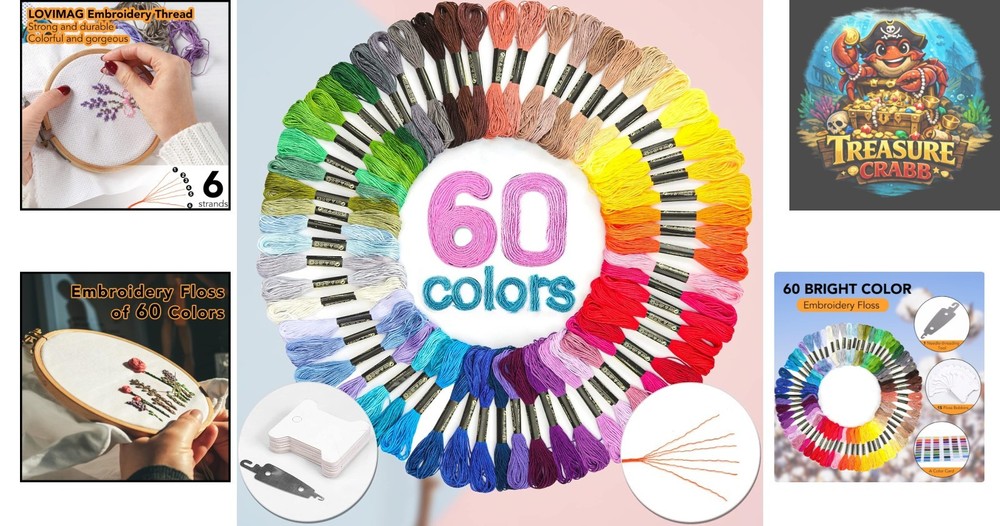 Vibrant 60-Piece Polyester Thread Bundle for Crafts - Strong & Fading Resistant