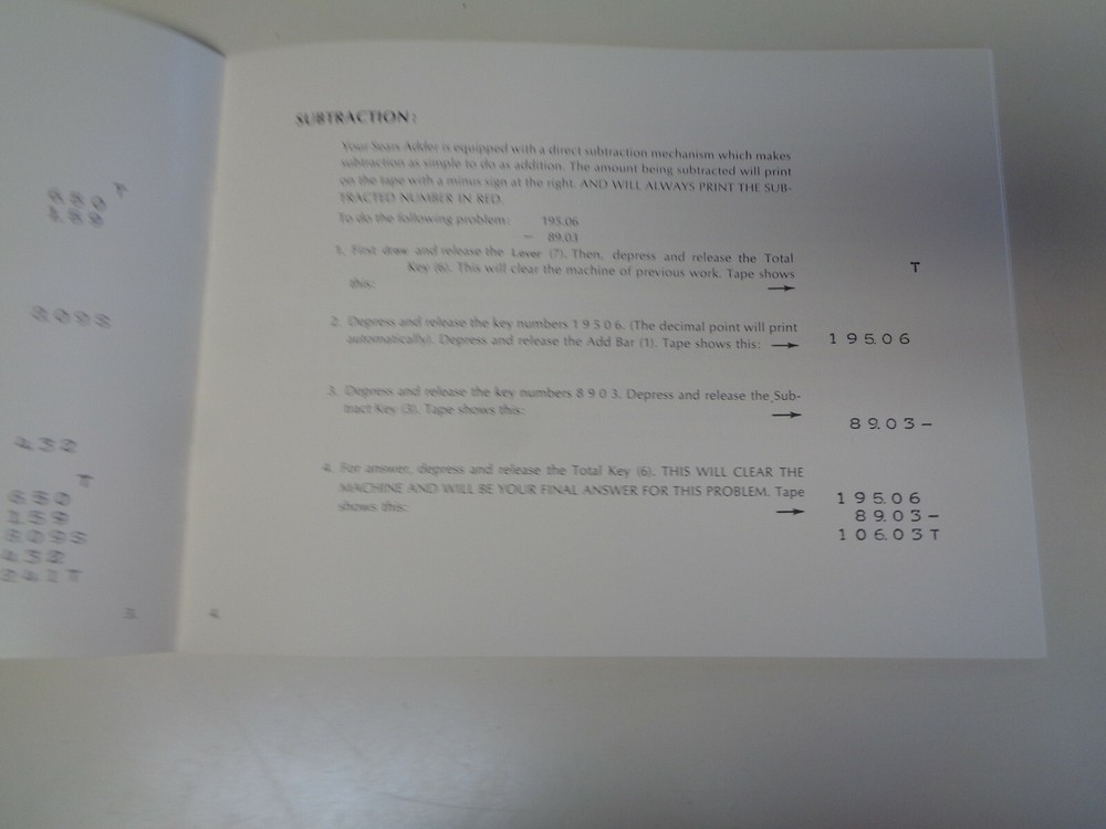 Vintage Original Sears Adding Machine Instruction Manual Booklet