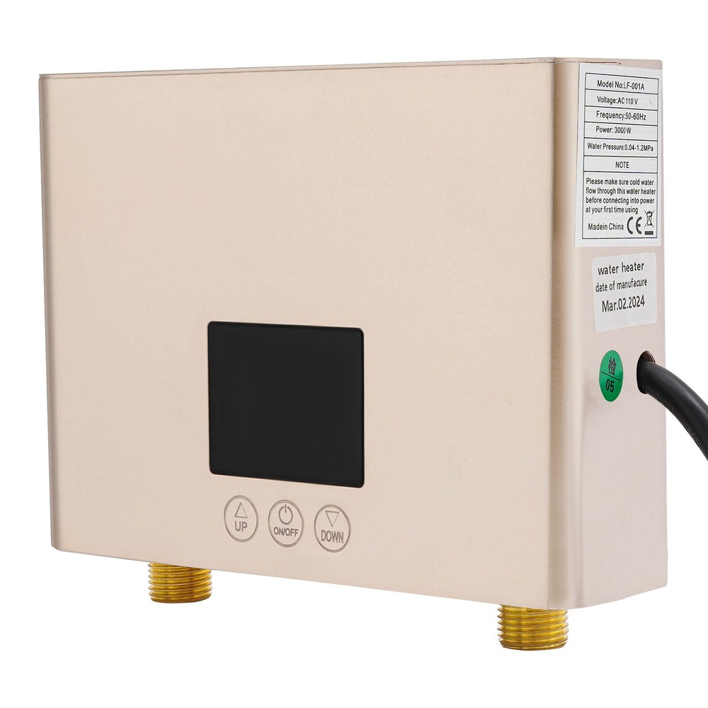 3000W Mini Electric Water Heater Wall Mounted Tankless Water Heater 86℉-131℉