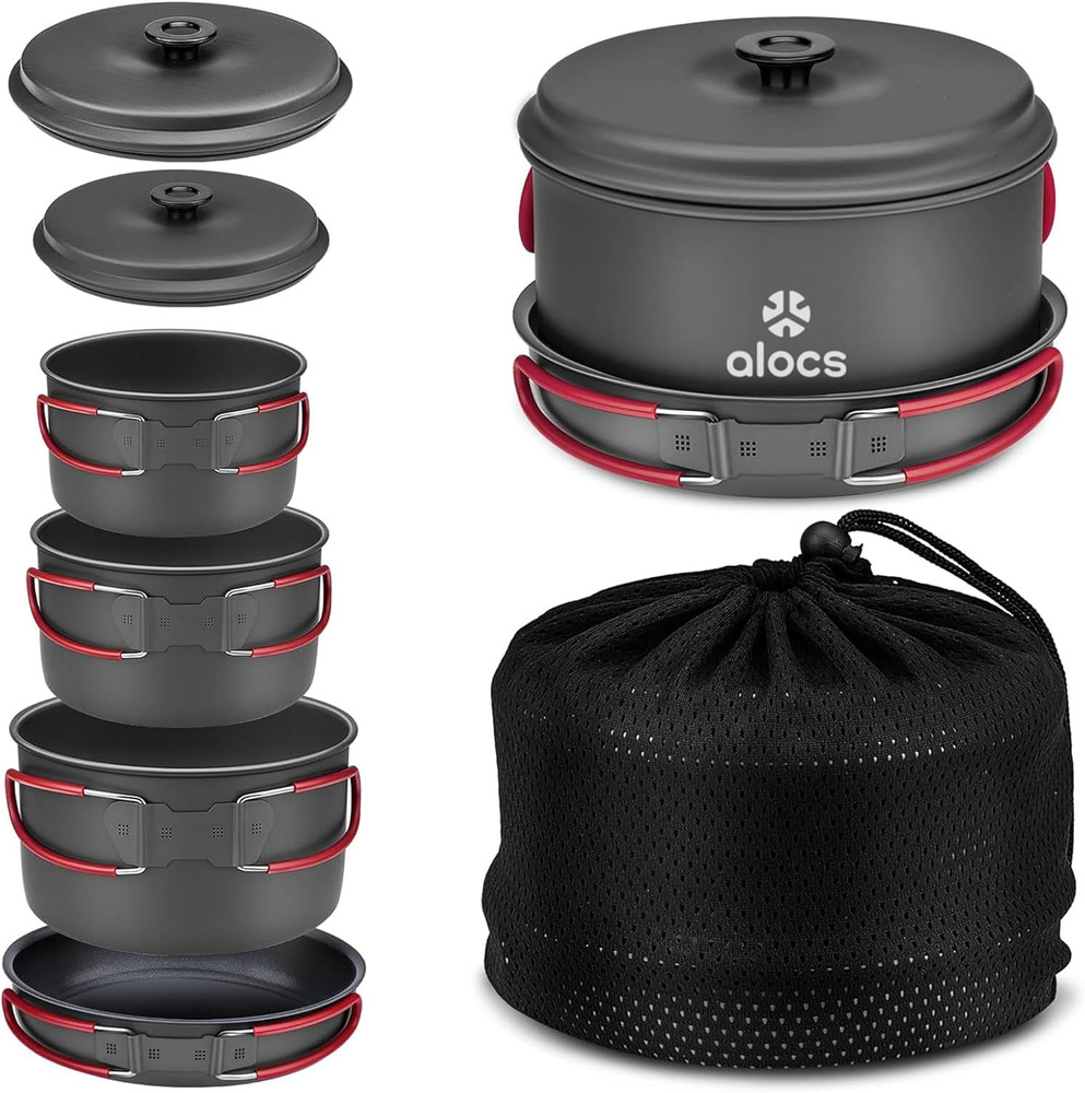 Camping Cookware Set Camping Gear, Compact Camping Pots and Pans Set, Durable Ha