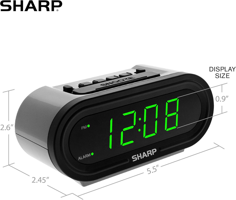 SHARP Digital Alarm with Accuset - Automatic Smart Clock, Never Needs Setting -