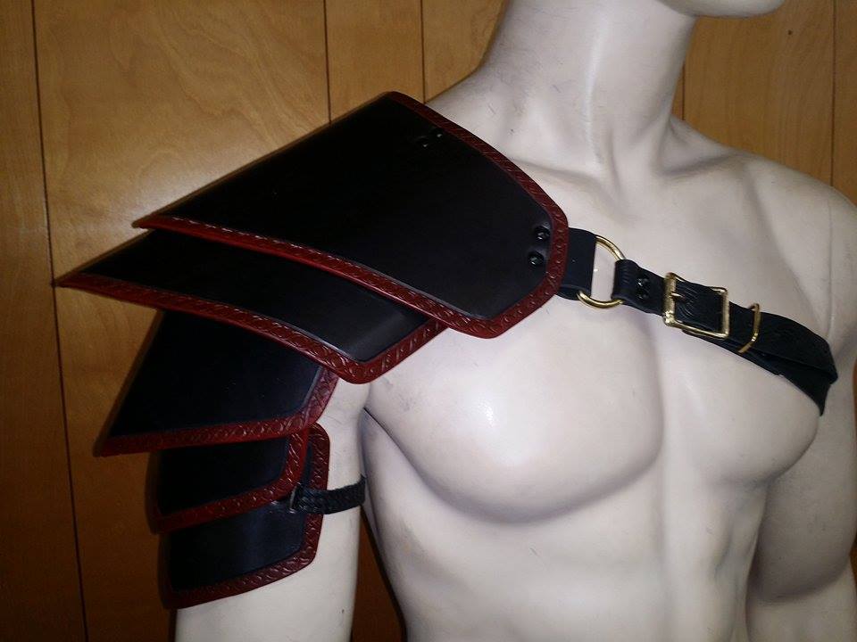 LEATHER ARMOR SENTINEL 2 SHOULDER LARP COSPLAY
