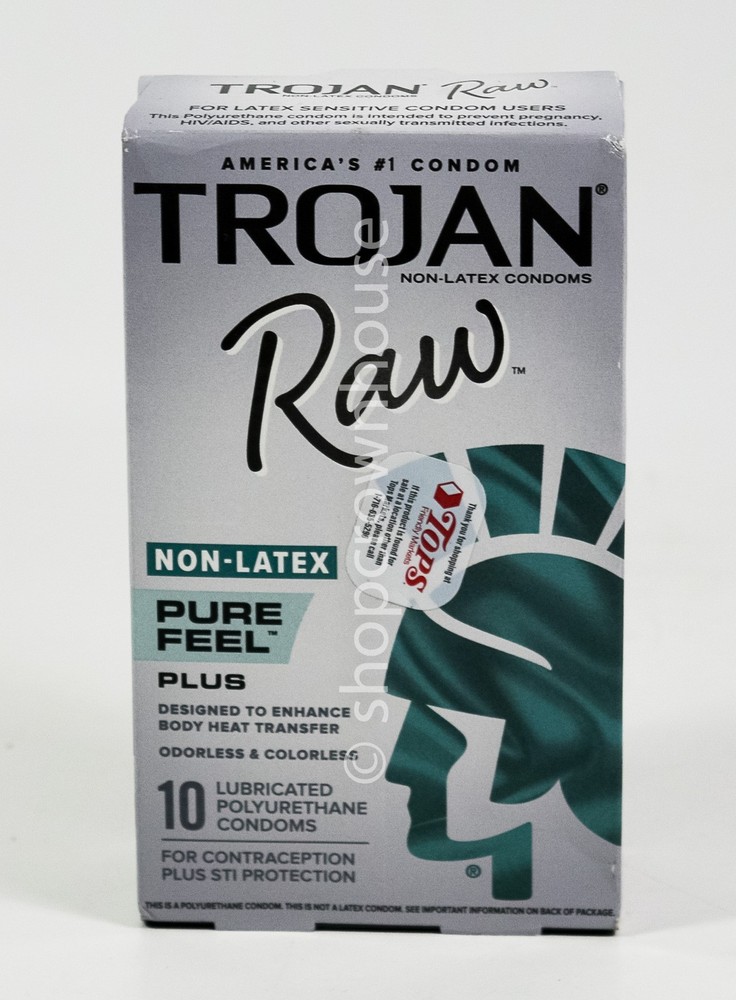 Trojan RAW Pure Feel Plus NON-LATEX 10 Lubricated polyurethane Condoms 01/2028