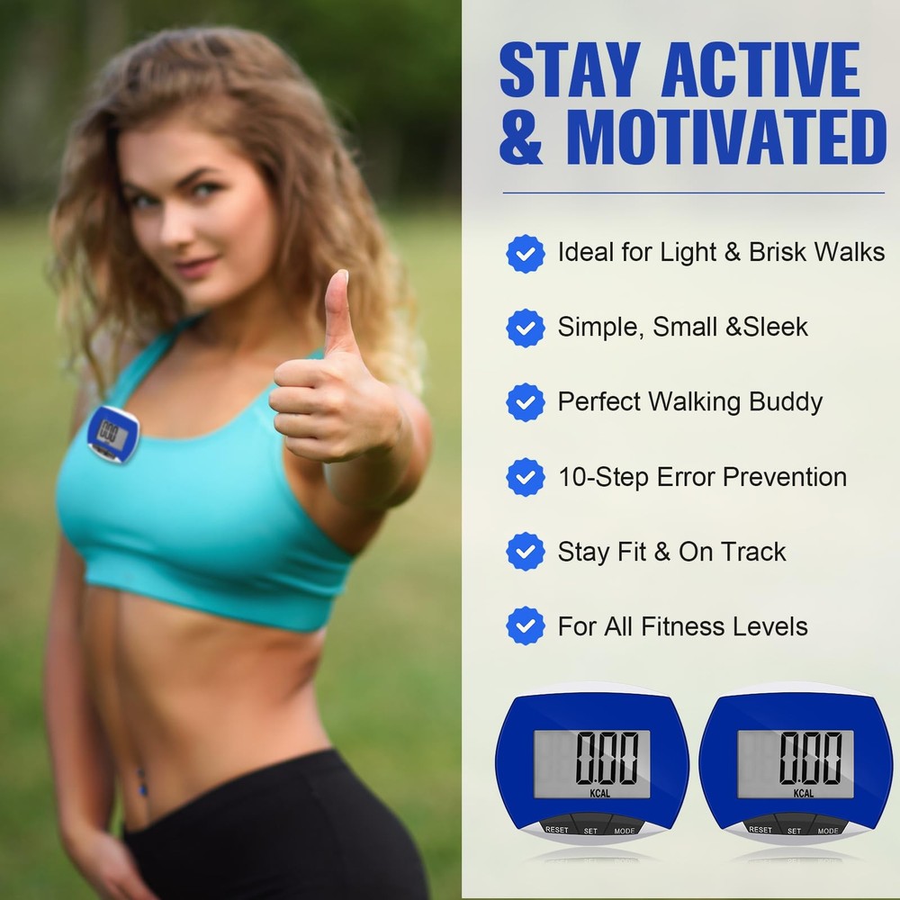 Pedometer for Walking Steps and Miles Simple Pedometer Clip on with Large Dig...
