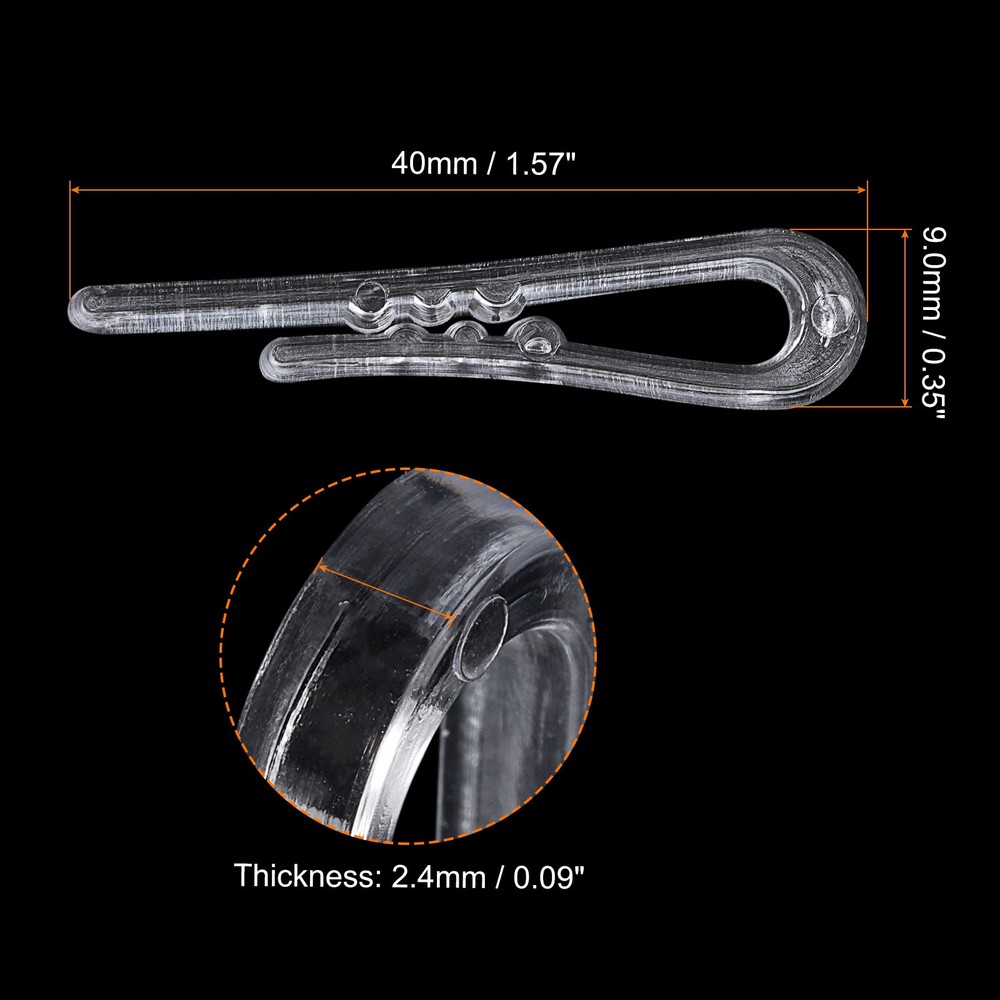 300pcs Durable Plastic Alligator Clip,1.57" Clear U Shape with Teeth