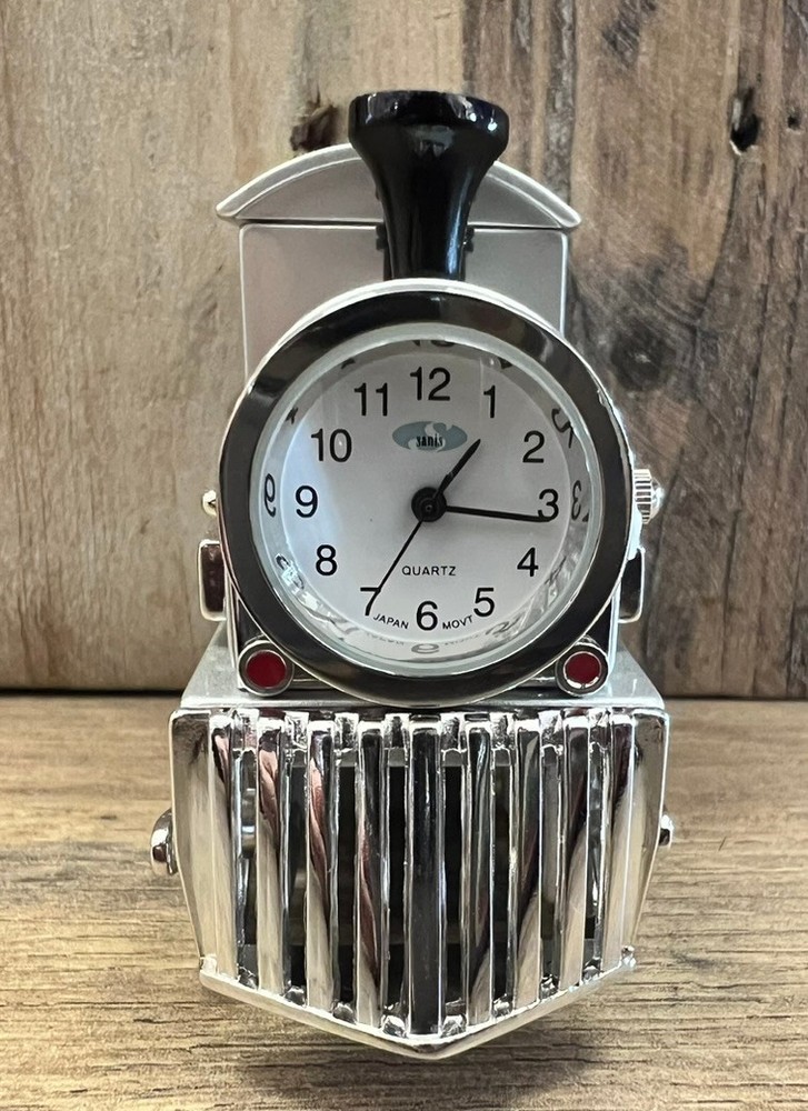 Train Desk Clock Alloy 3" x 2.5"