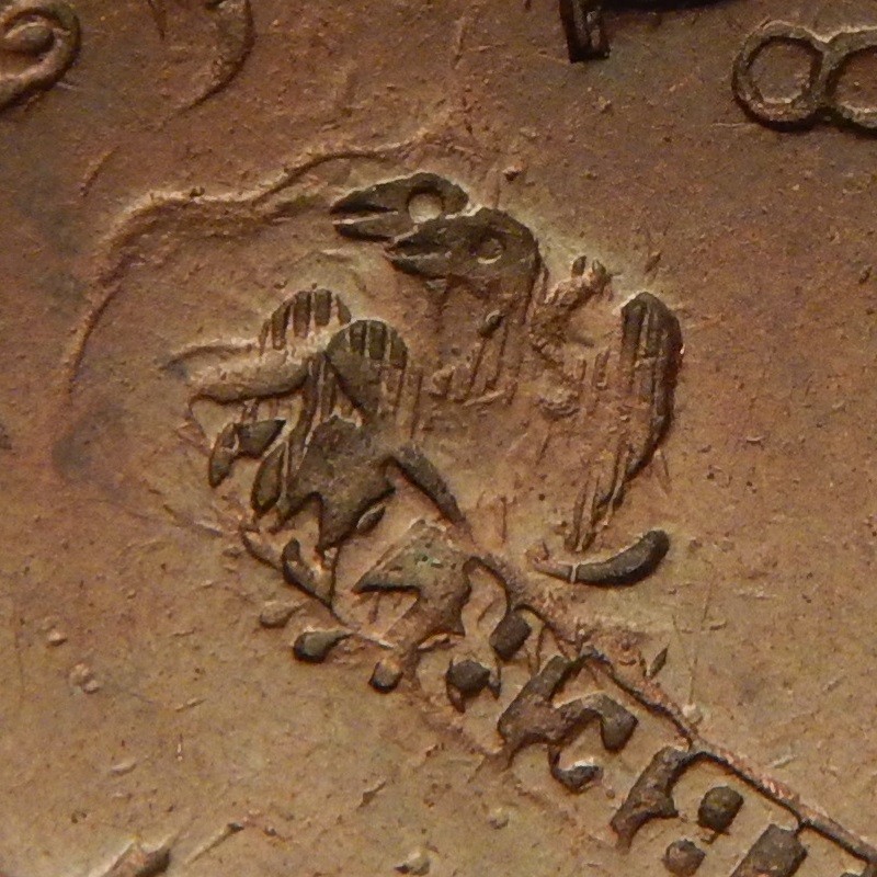 Large cent/penny 1825 quadruple eagle counter stamp unique