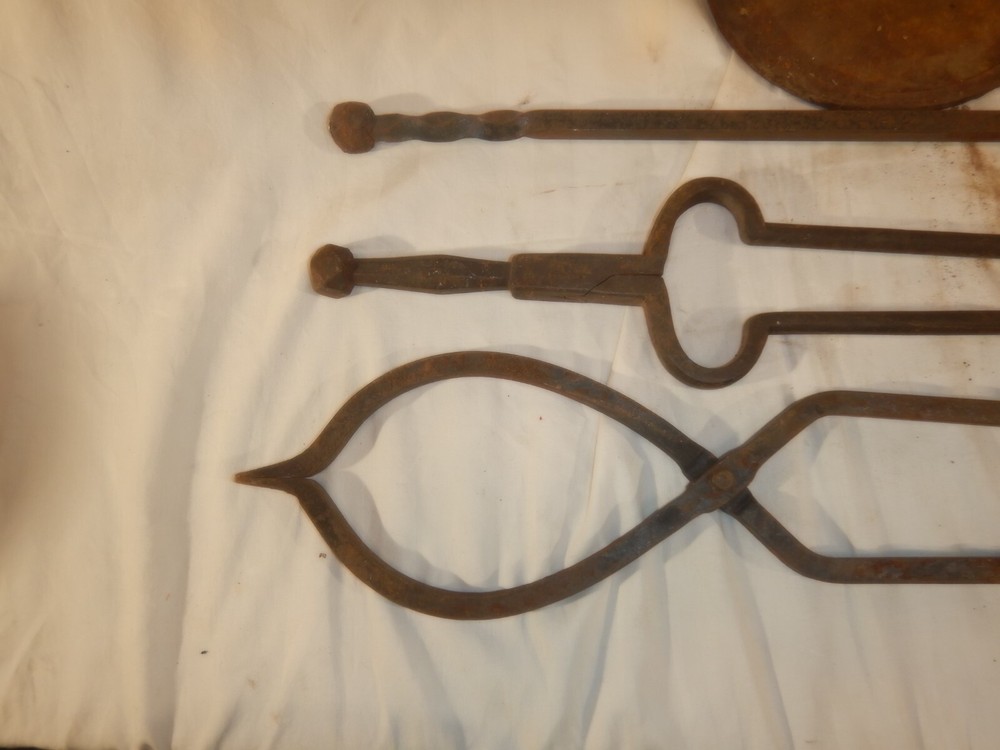 Brutalist Hand Wrought Fire Place Tools And Stand