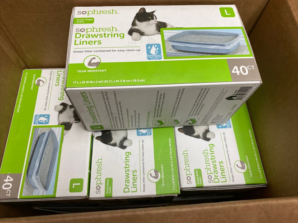 2 Boxes (80 Ct) - Sophresh Drawstring Liners - Large - Higher Quantities Avail.