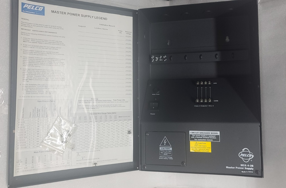 Pelco MCS4-2B Master Camera Power Supply, 2A, 120/240V