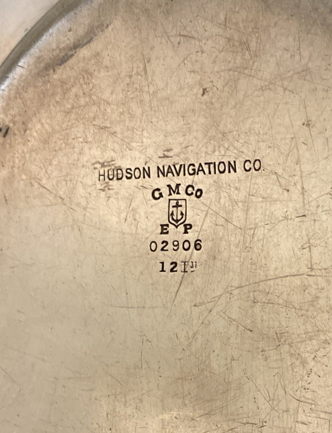 HUDSON NAVIGATION CO c1910 Ship Serving Tray Platter Silver RARE!!