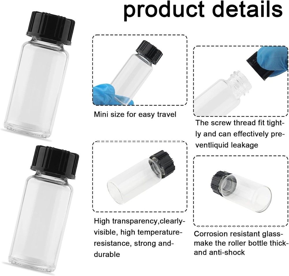 Clear Glass Vials with Screwcap Empty Bottles Liquid Sampling Sample...