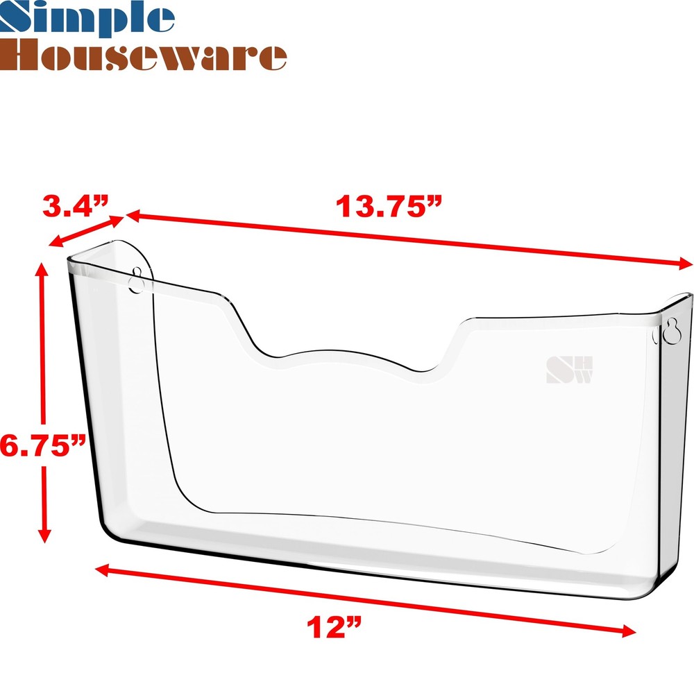 Clear Wall Mount Pocket Document Organizer for Hanging File Holder