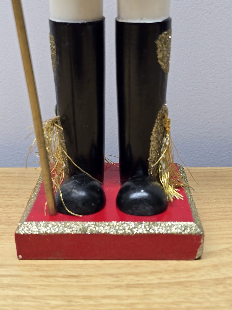 15” Tall Flashy Metallic Gold Glitter Nutcracker Christmas Decor