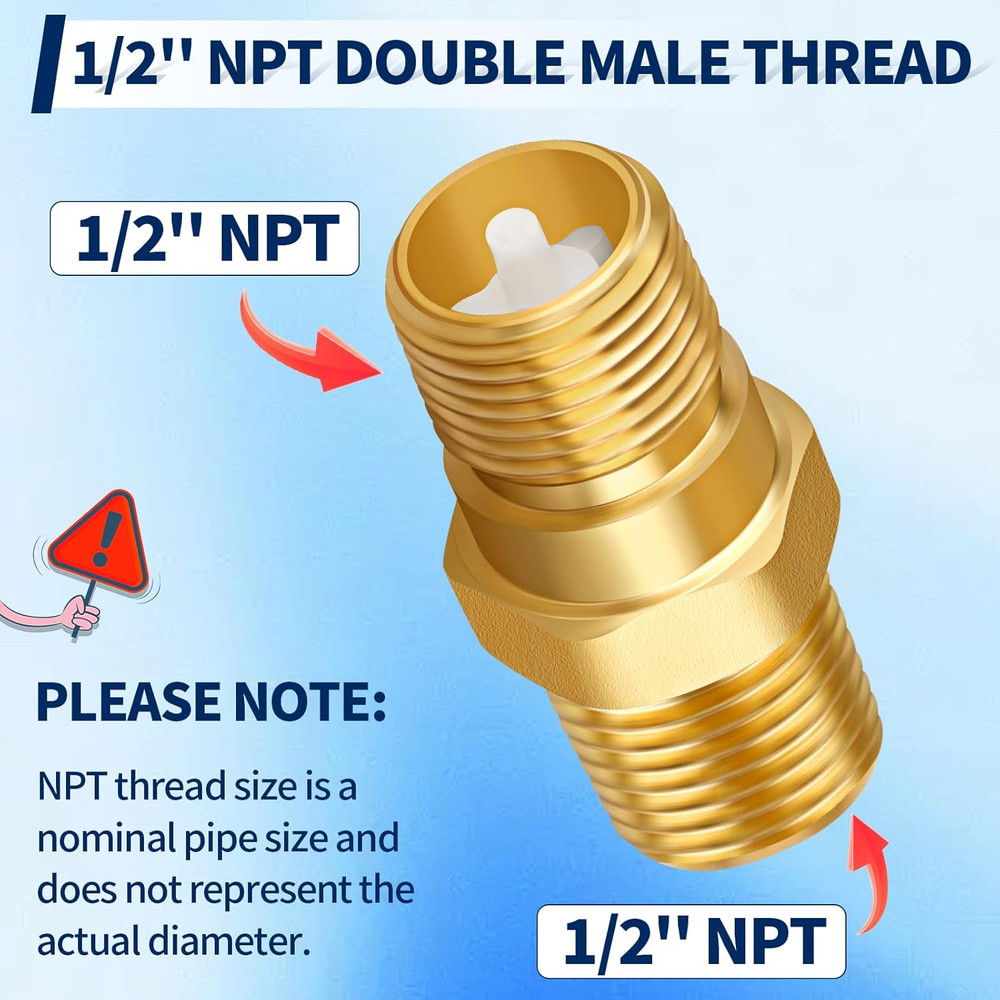 RV Water Heater Backflow Preventer, 1/2" NPT Double Male Thread Hot Water Heater