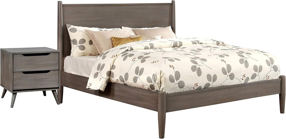 Chopard Gray 2-Piece Queen Bedroom Set - No Box Spring Needed!