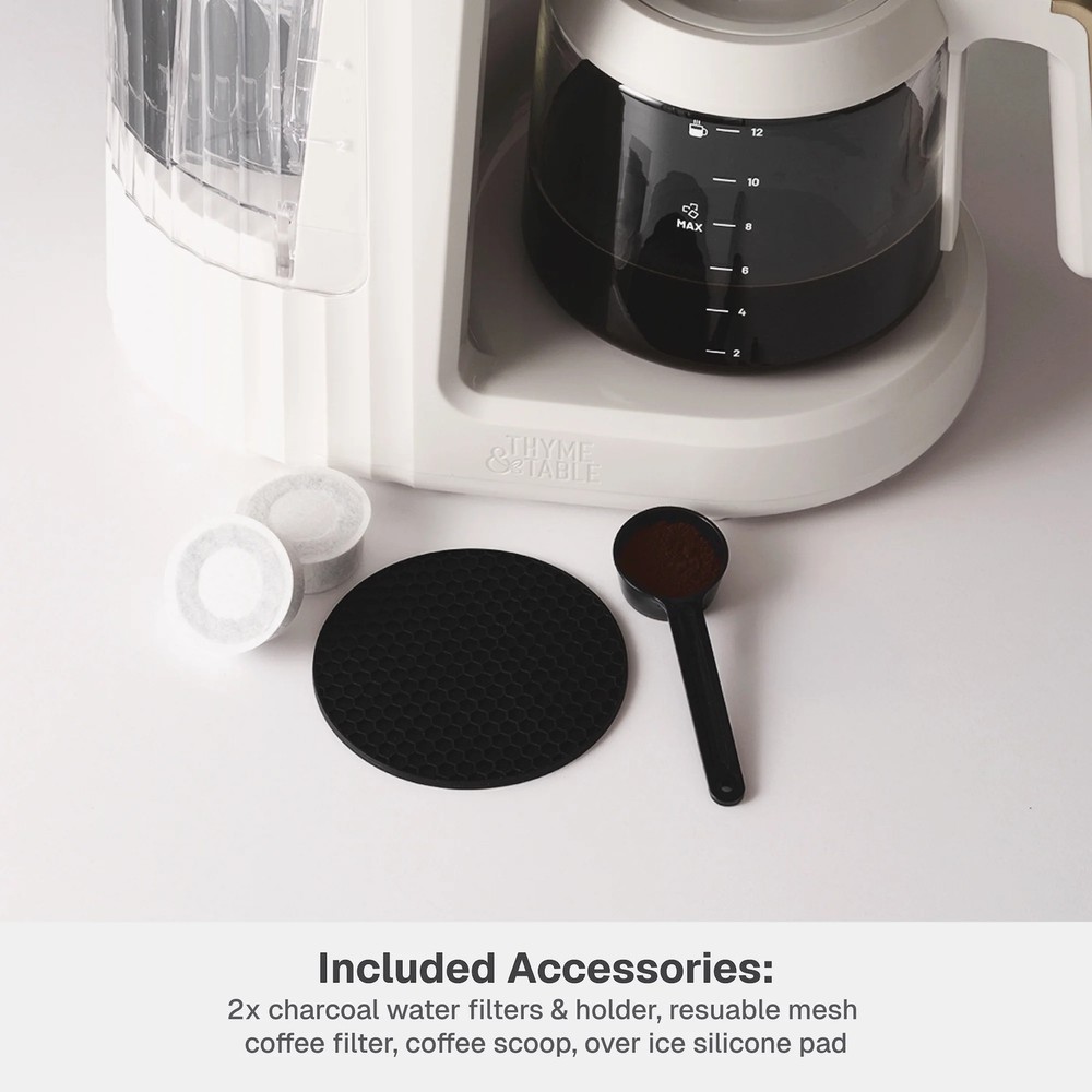 Thyme & Table 12-Cup Programmable Coffee Maker 60oz Sand White