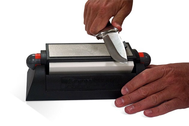 NEW AccuSharp DELUXE Tri-Stone Sharpener System 025C Bench Stone Sharpening Kit