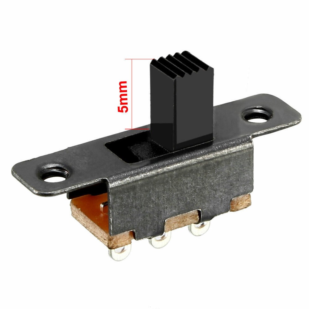 50pcs Vertical Slide Switch SPDT 3 Clamps PCB Panel Locking 5mm