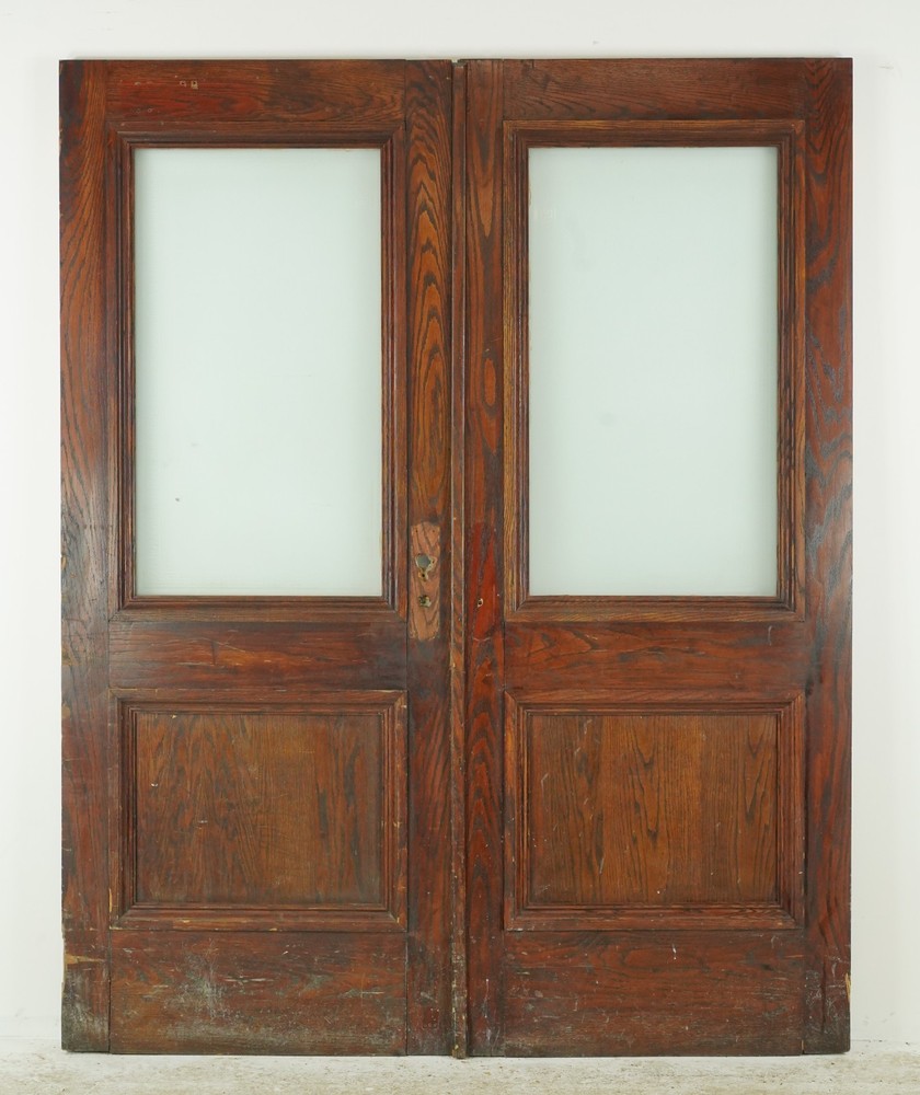 Half Lite One Panel Oak Double Doors 88.625 x 71.5 in.
