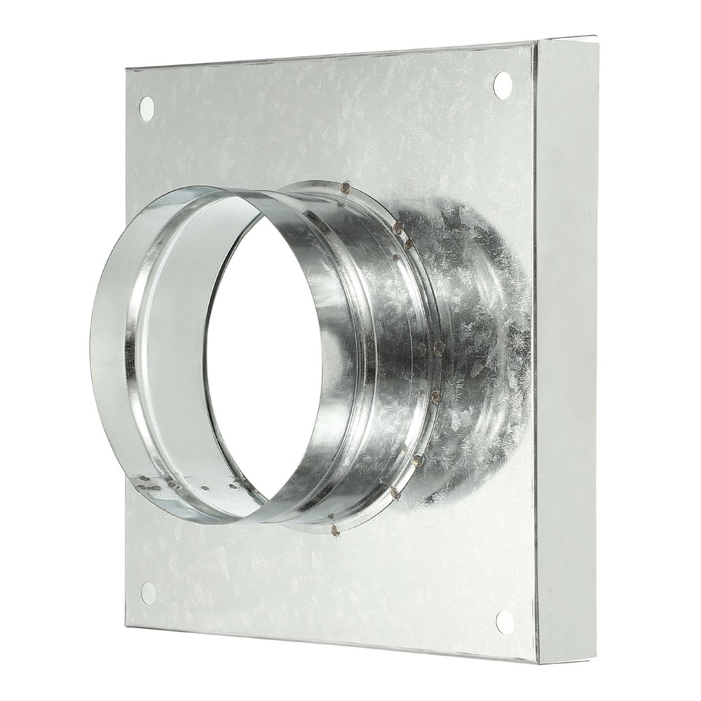 6" Square Galvanized Duct Connector Flange, Silver Tone